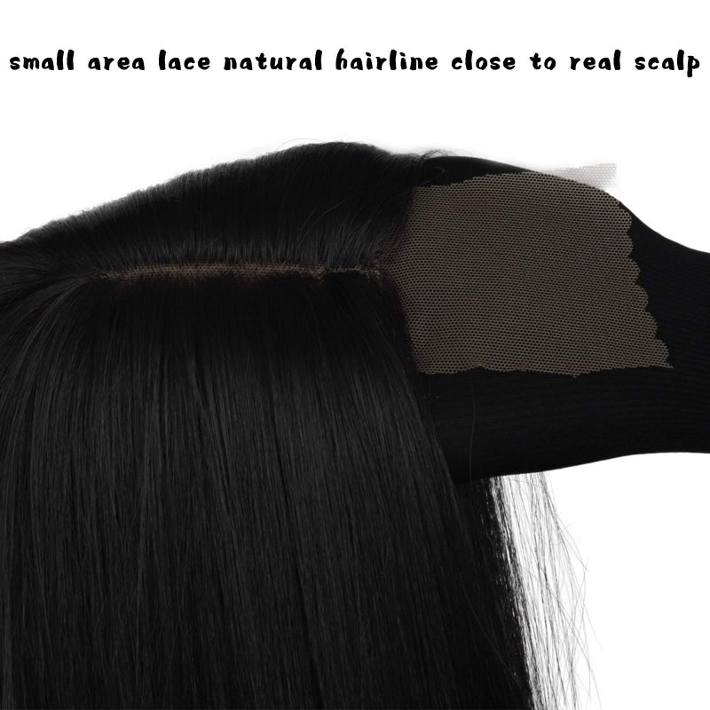 Xinran Long Straight Black Wigs for Women, Synthetic Black Straight Wig, Looking Natural Black Long Hair Wigs 30 inch(Black) - Image 3